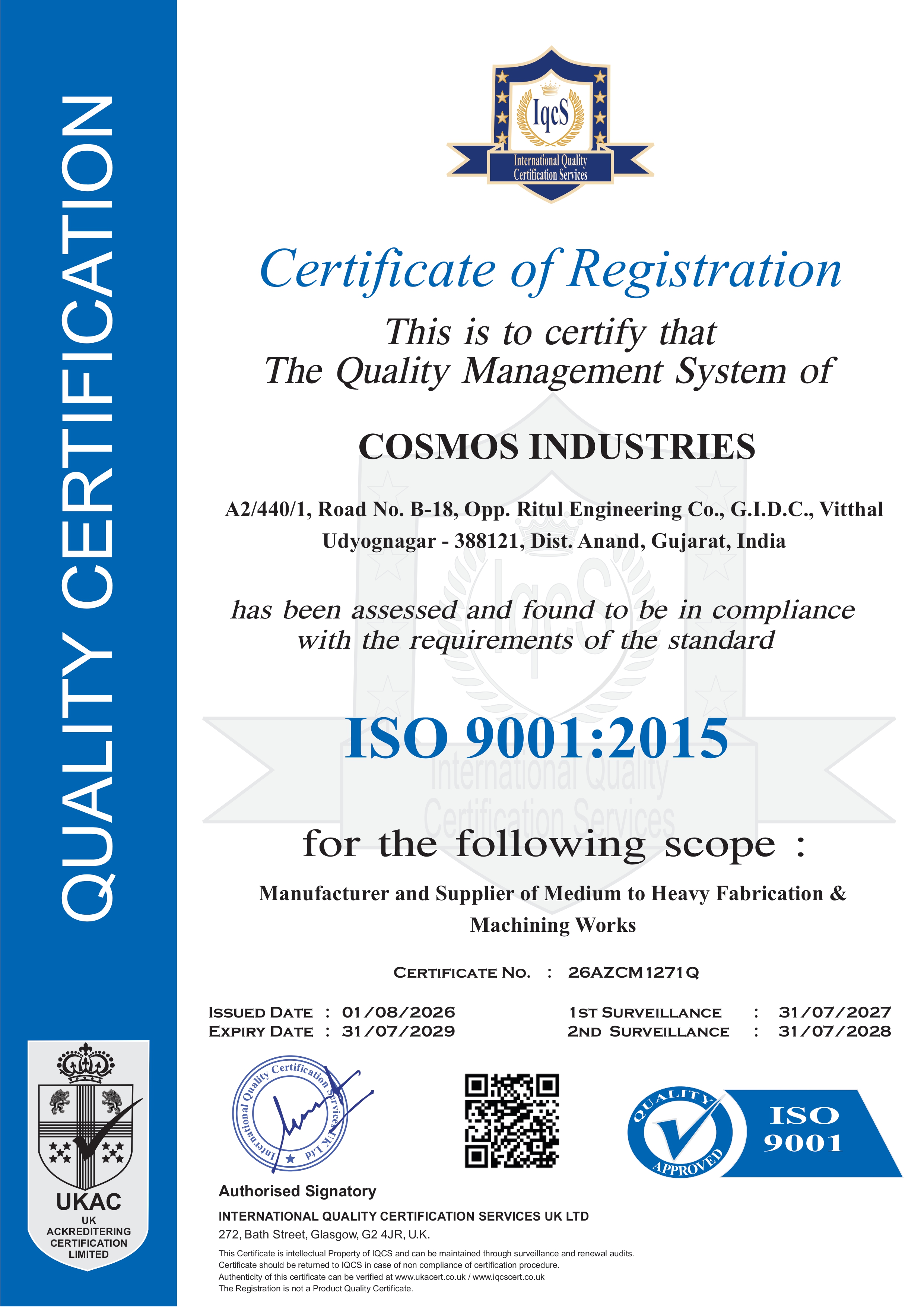 ISO 9001:2015 Certificate